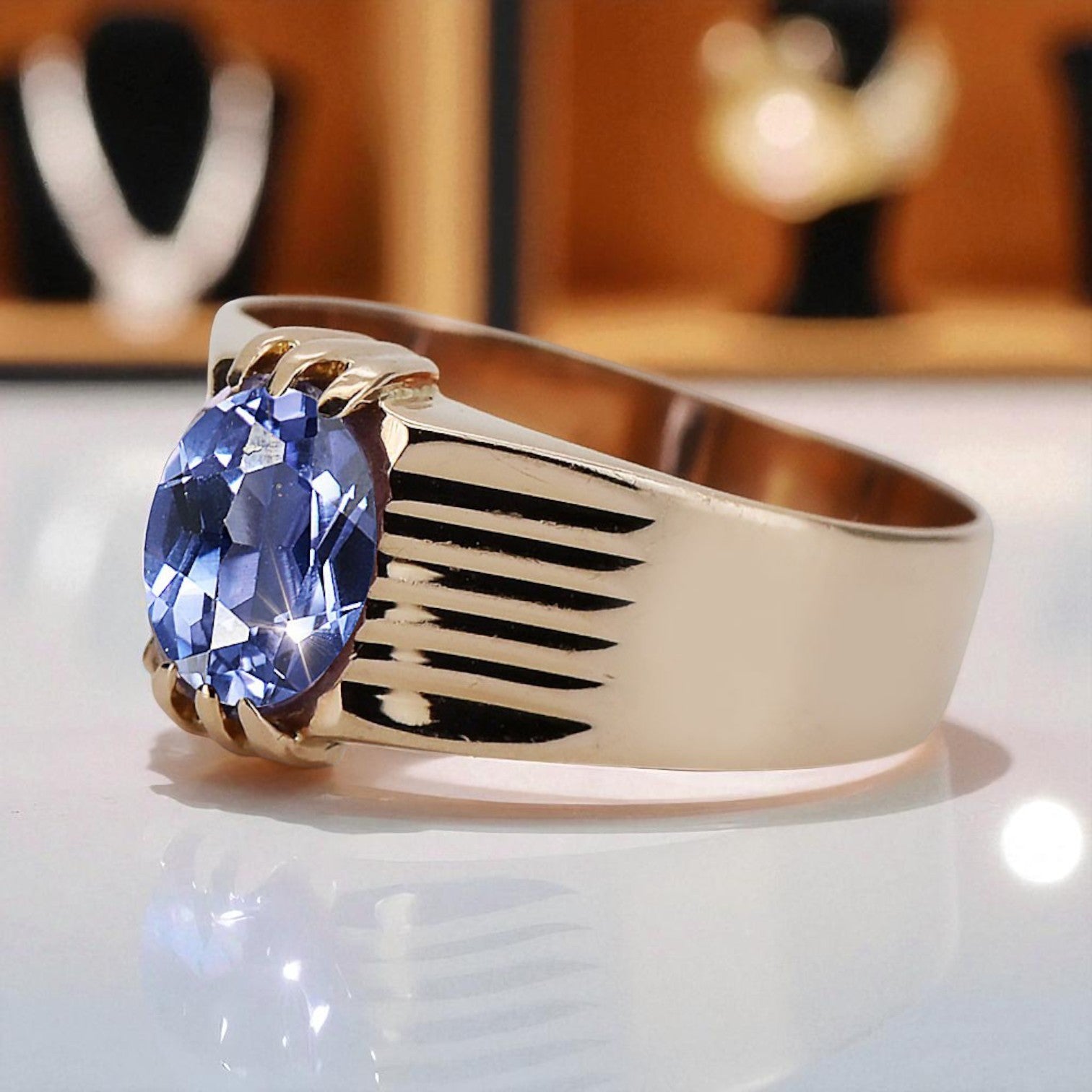 Rose 14K red pink gold 585 Alexandrite Ring vrc007r Russian Soviet Vintage style