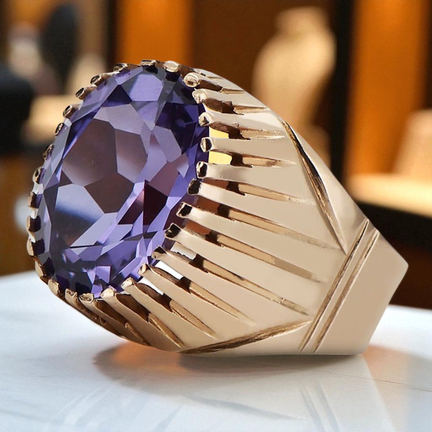 Vintage rose pink 14k gold 585 Alexandrite ring vrc048 Vintage Russian Soviet style