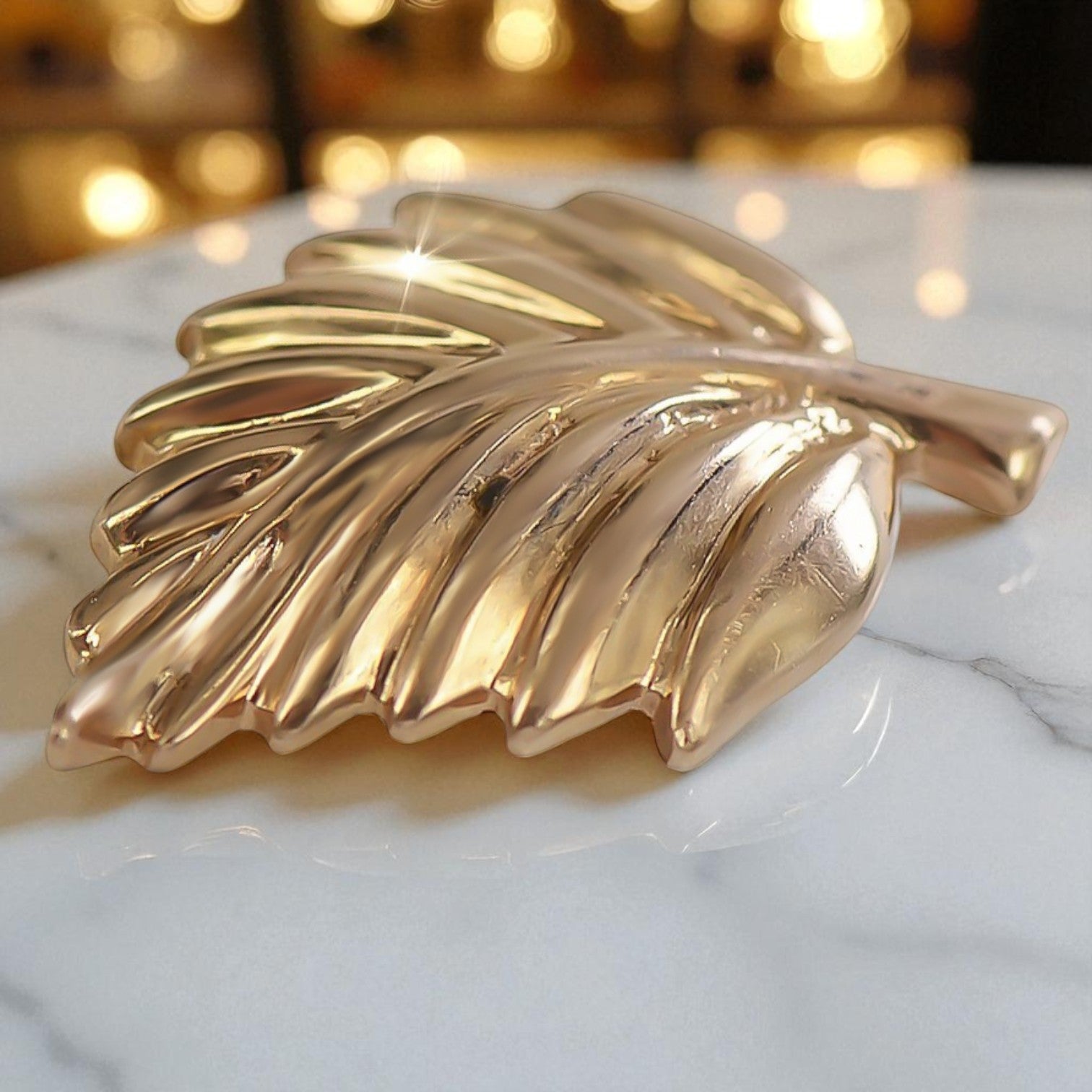 Rose pink 4k 585 gold Vintage leaf pendant vpn054