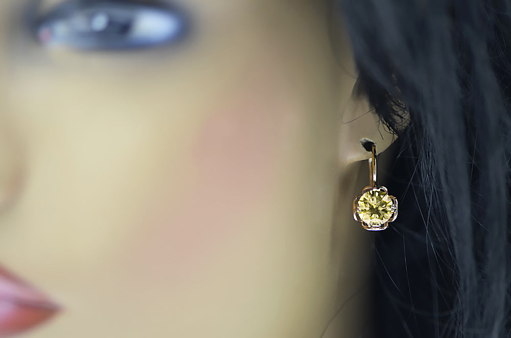 Original Vintage 14K Rose Gold Yellow Peridot Earrings Vintage style vec029r vec029r-yp
