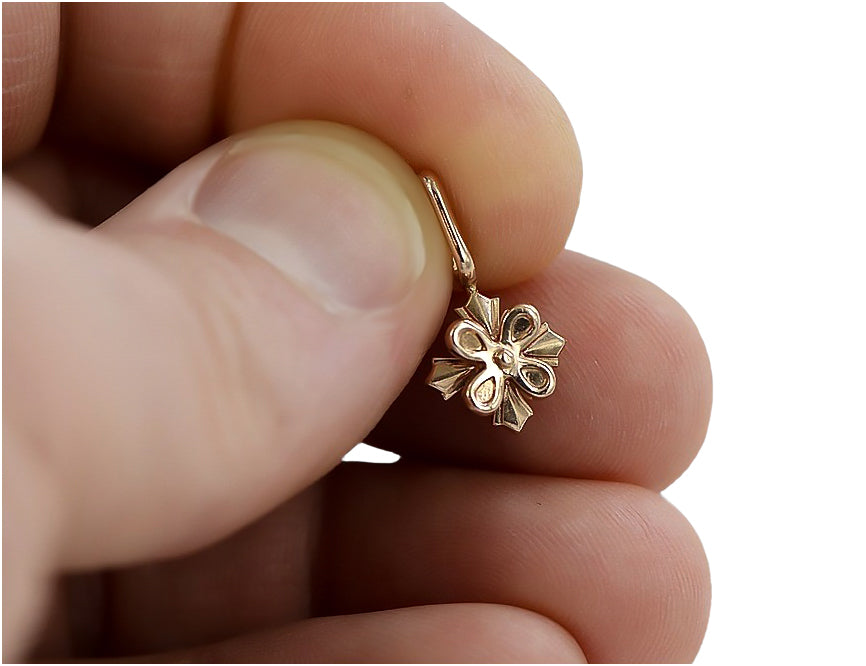 Vintage rose pink 14k 585 gold  Vintage flower pendant vpn043