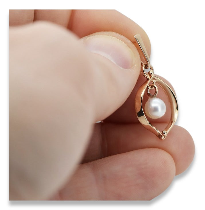 Vintage rose pink 14k 585 gold pearl pendant vppr002