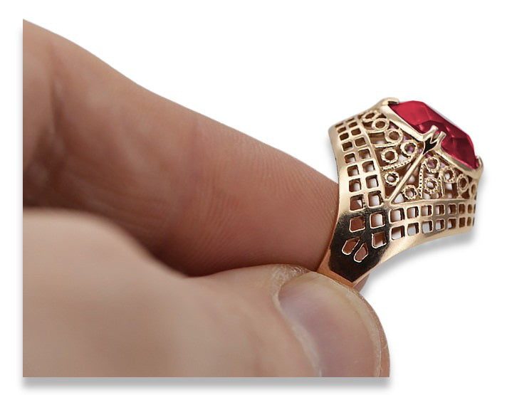 Vintage Rose 14k Gold 585 Ruby Ring vrc030 Vintage