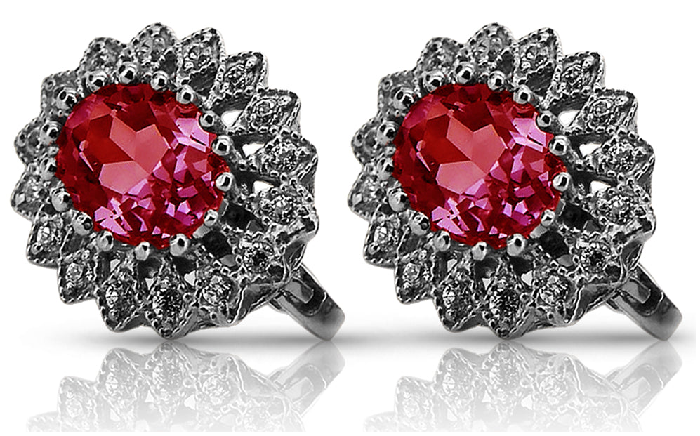 14k white gold 585 ruby earrings vec125w Vintage vec125w-rb