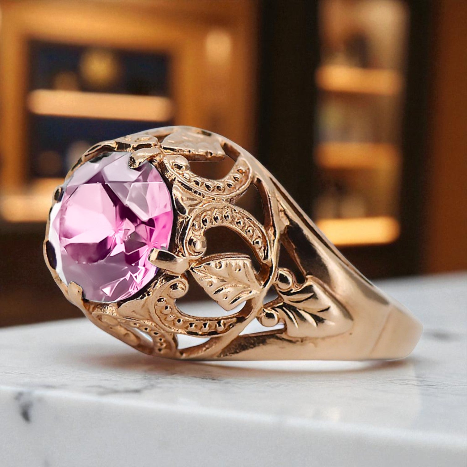 Vintage Ring Amethyst Original Vintage 14K Rose Gold vrc080r vrc080r-am
