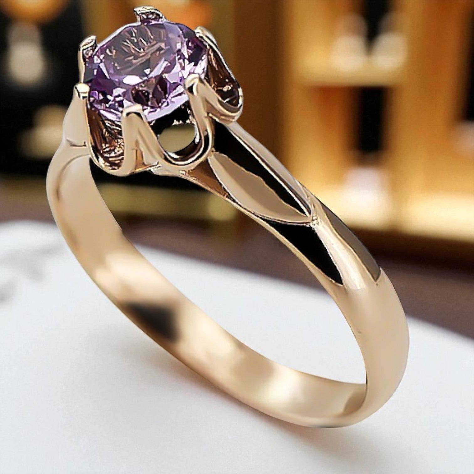 Vintage rose pink 14k gold 585 Alexandrite ring vrc122 Vintage