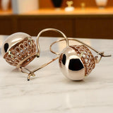 Vintage rose pink 14k 585 gold  Vintage ball earrings ven122