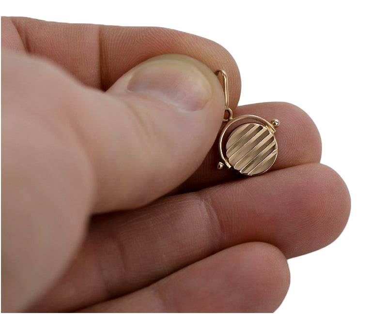 Vintage rose pink 14k 585 gold Vintage circle pendant vpn032