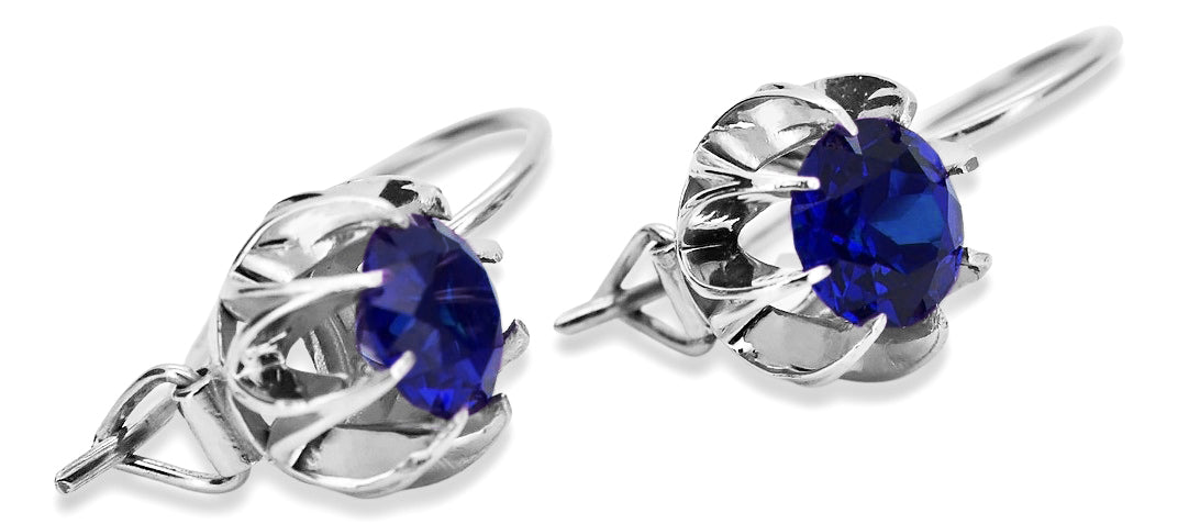 Vintage 925 Silver sapphire earrings vec062s vec062s-sp