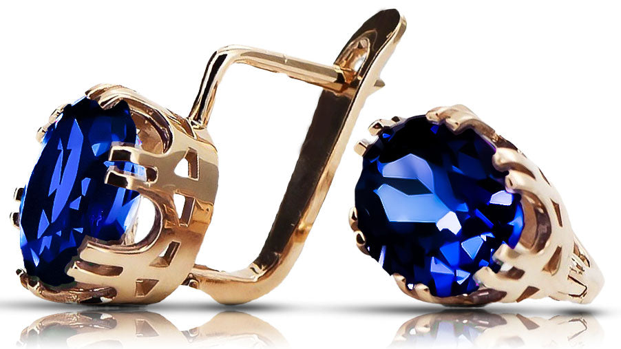 Sapphire Original Vintage 14K Rose Gold Earrings Vintage Jewlery vec016r vec016r-sp
