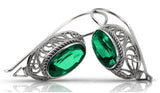 Vintage silver 925 Emerald earrings vec023s Russian Soviet style vec023s-em