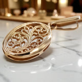 Vintage rose pink 14k 585 gold Vintage oval pendant vpn088