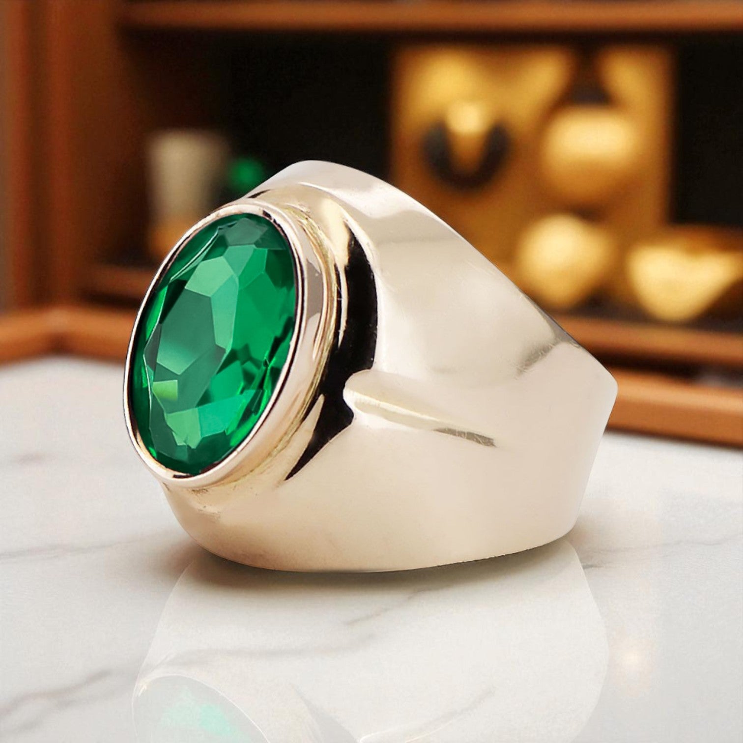 Ring Vintage Jewlery Emerald Original Vintage 14K Rose Gold vrc296r vrc296r-em