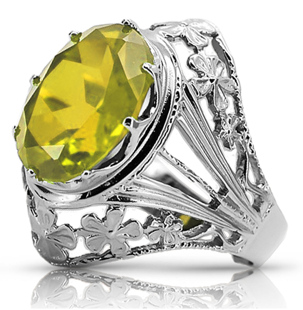 Vintage silver 925 Peridot ring vrc031s Vintage