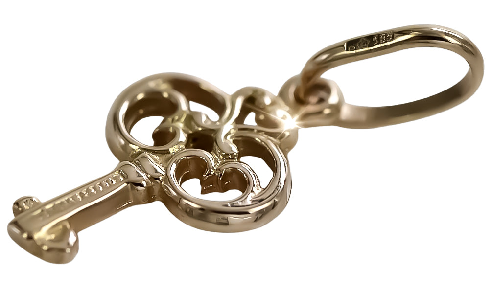 Vintage silver rose gold plated 925  Vintage key pendant vpn019rp