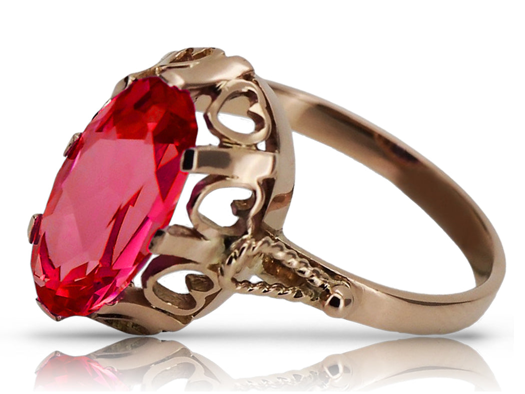 Vintage rose pink 14k gold 585 Ruby ring vrc134 Vintage