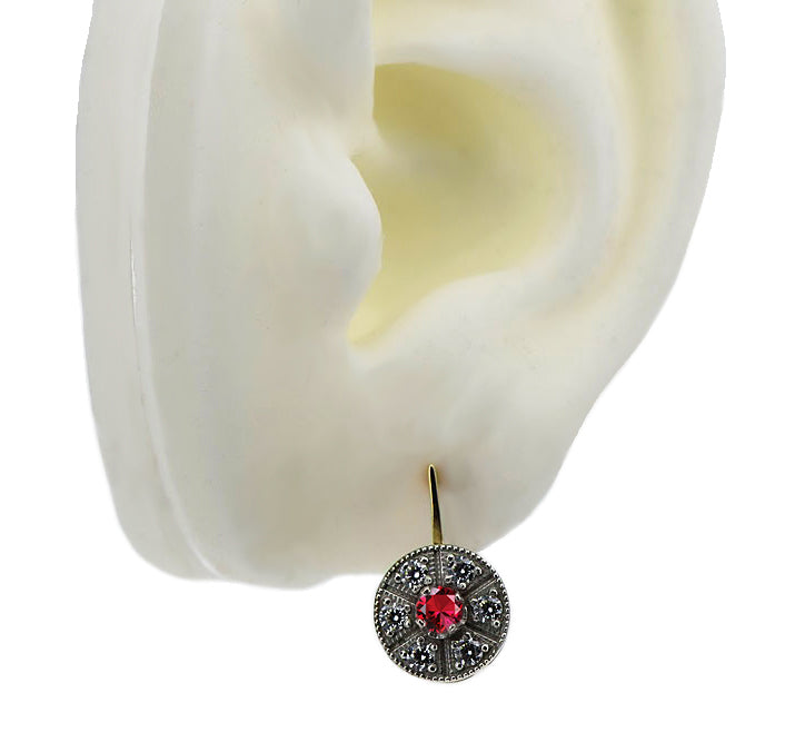 Vintage yellow 14k 585 gold ruby earrings vec161yw Vintage vec161yw-rb