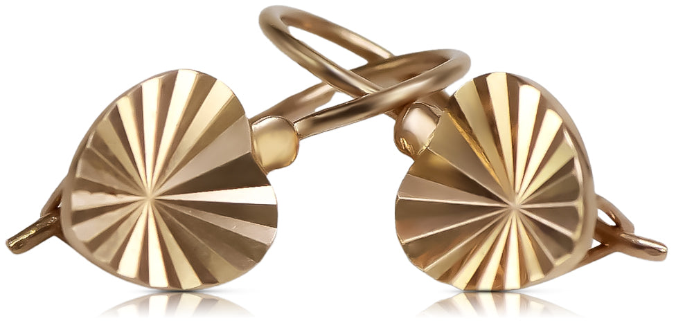 Vintage rose pink 14k 585 gold Vintage leaf earrings ven113