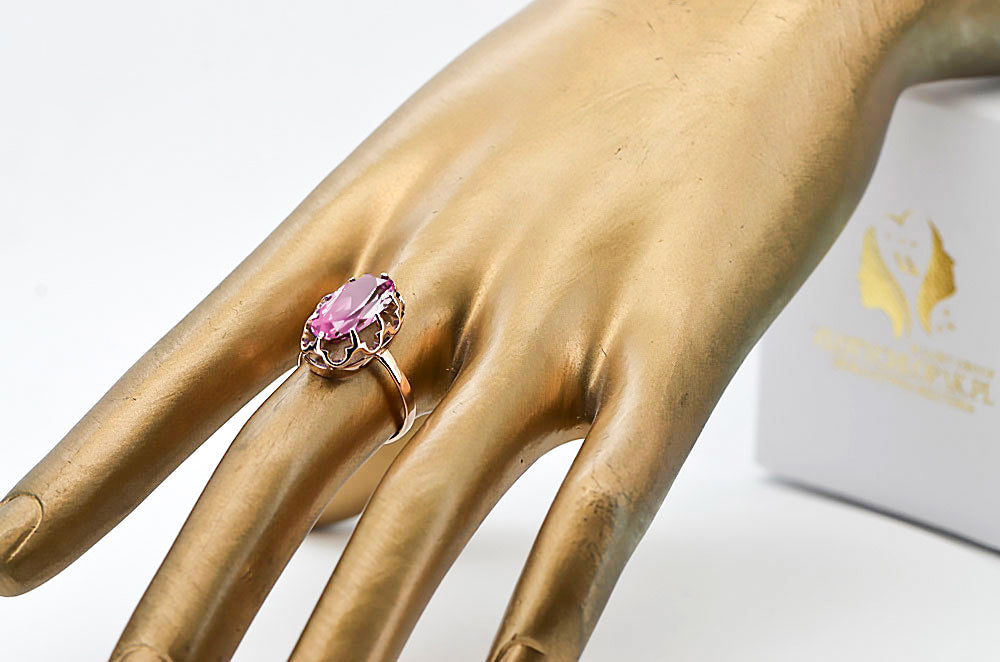Vintage craft Ring Amethyst Original Vintage 14K Rose Gold vrc253r vrc253r-am