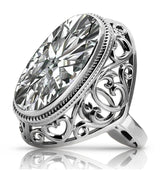 Silver 925 Soviet Russian style zircon ring vrc184s Vintage