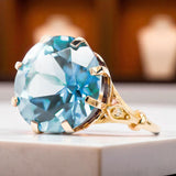 Ring Vintage style Aquamarine Original Vintage 14K Rose Gold vrc073r vrc073r-aq