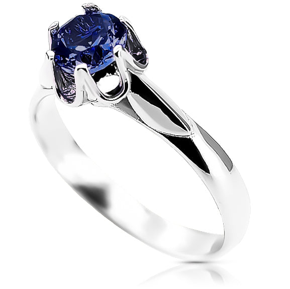 Vintage Silver Sapphire Ring 925 Polish 6mm vrc122s