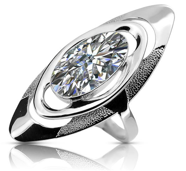 Vintage Silver 925 Ring with Oval Cubic Zirconia vrc189s-zi