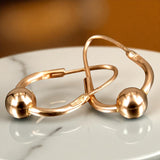 Vintage rose pink 14k 585 gold Vintage Hoops earrings ven038