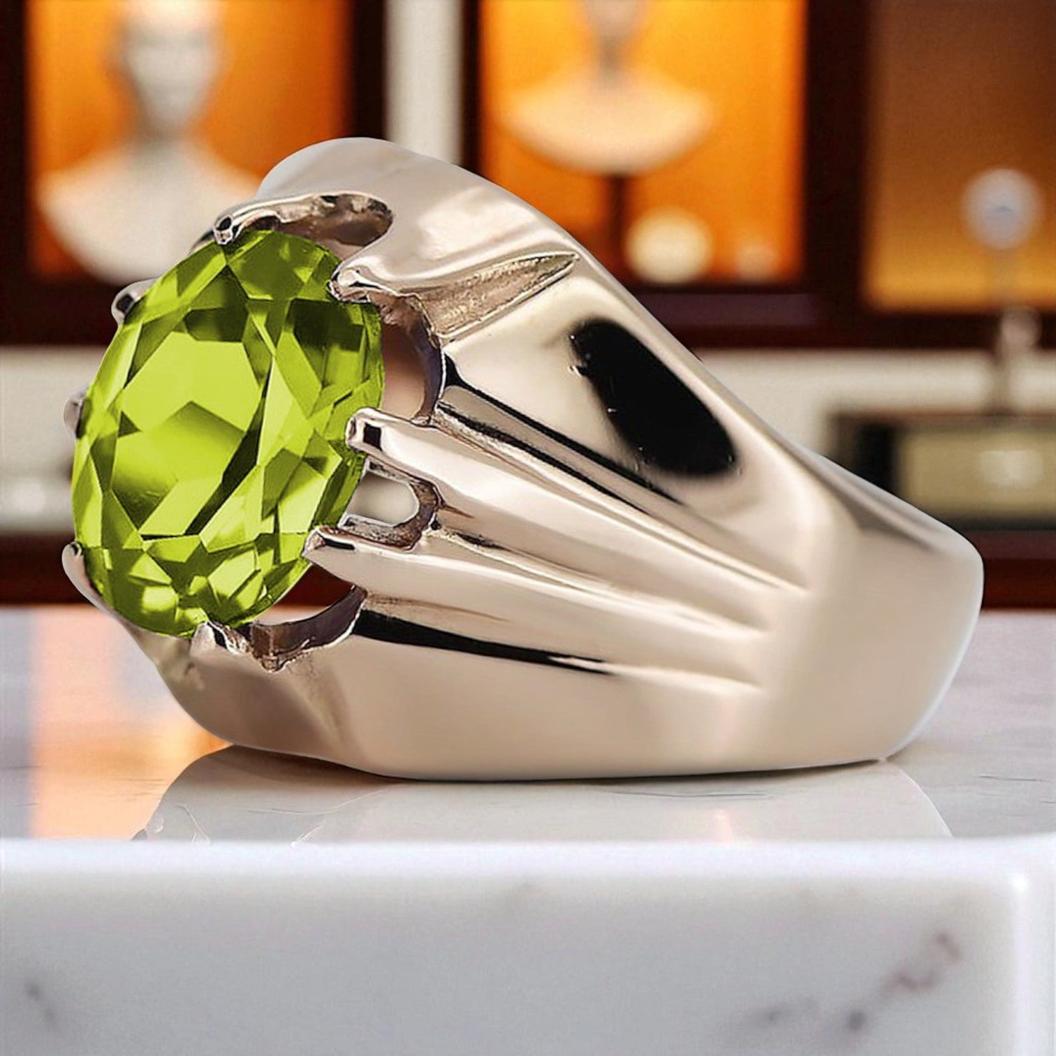 Vintage Rose pink 14k Gold 585 yellow peridot Ring Vintage vrc016