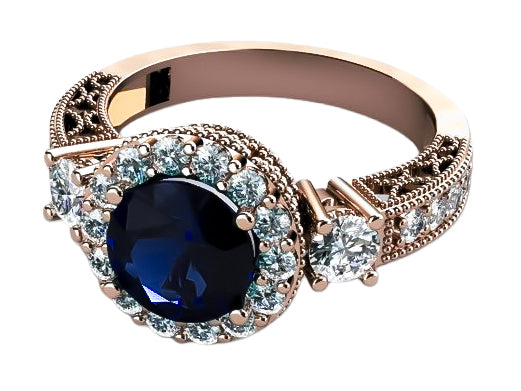 Sapphire Original Vintage 14K Rose Gold Ring Vintage style crc003r