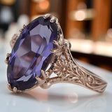Rose pink 14k gold 585 Alexandrite ring vrc084 Vintage Russian Soviet style vrc084r-ax