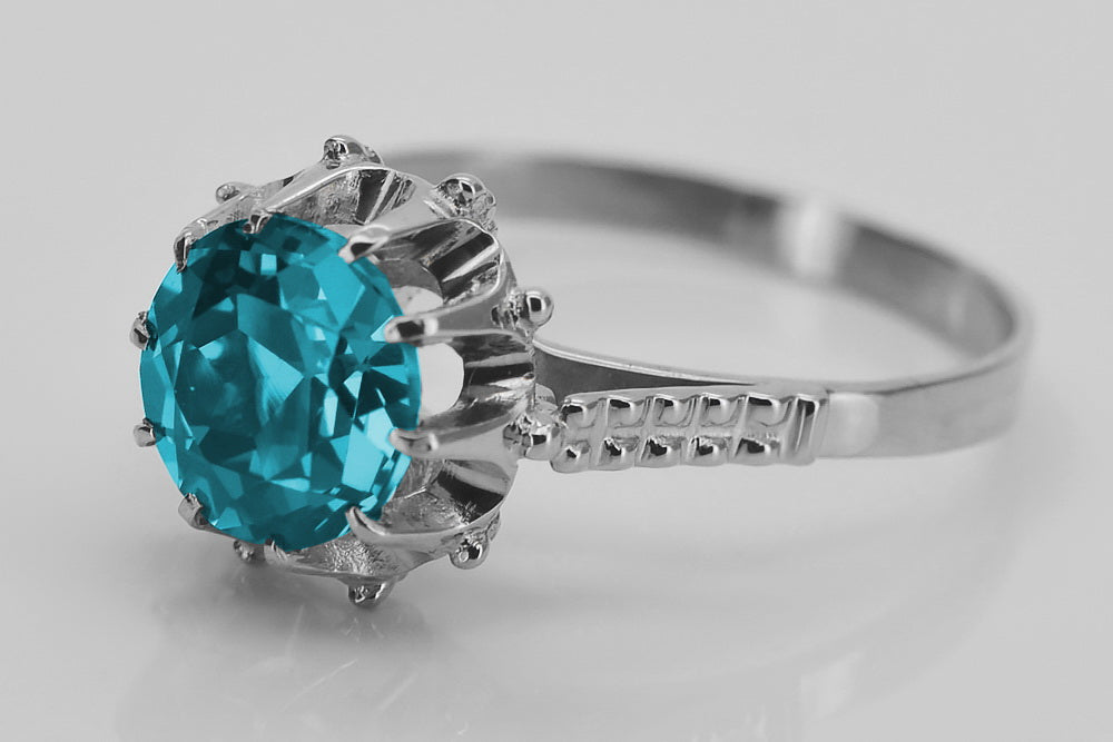 Vintage silver 925 Aquamarine ring vrc045s Vintage