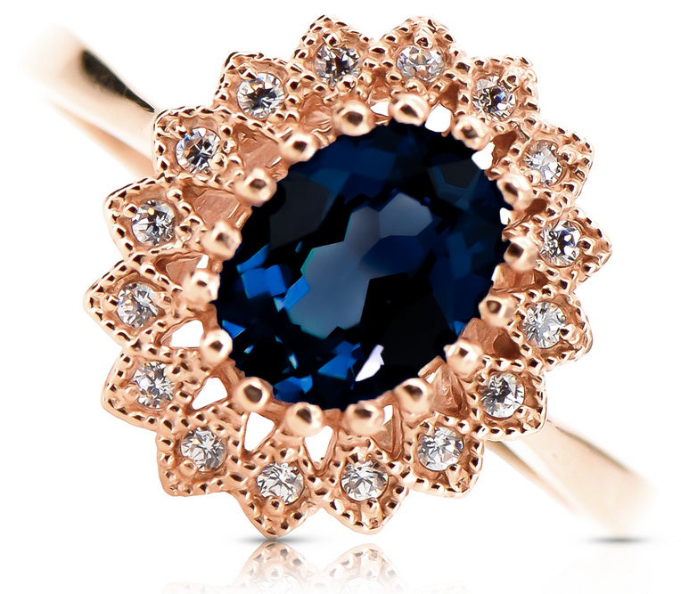 Vintage Ring Sapphire Original Vintage 14K Rose Gold crc012r