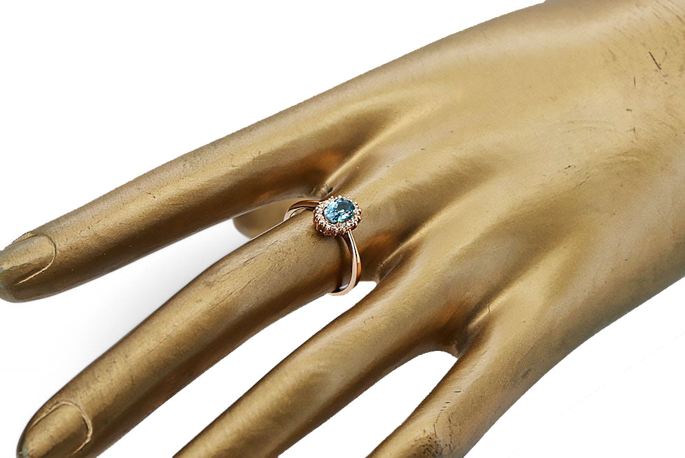 Aquamarine Original Vintage 14K Rose Gold Ring Vintage craft crc009r crc009r-aq