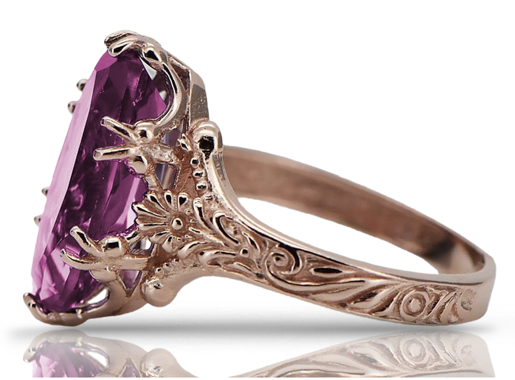 Vintage rose pink 14k gold 585 Amethyst ring vrc084 Vintage