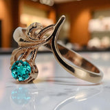 Vintage Rose pink 14k Gold 585 Aquamarine Ring vrc095 Vintage vrc095r-aq