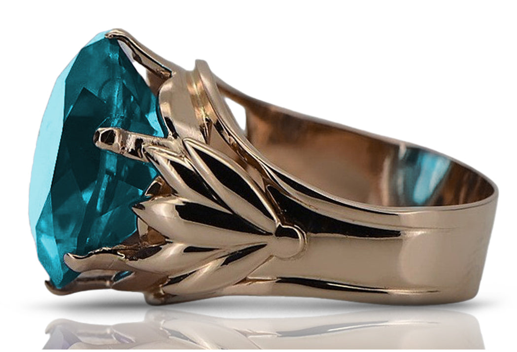 Vintage rose pink 14k gold 585 Aquamarine ring vrc029 Vintage vrc029r-aq