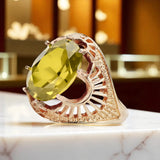 Yellow Peridot Original Vintage 14K Rose Gold Ring Vintage vrc003r vrc003r-yp
