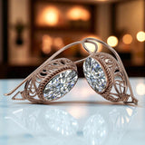 Rose pink 14k 585 gold zircon earrings vec023 Vintage Russian Soviet style