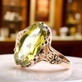 Ring Vintage Yellow Peridot Original Vintage 14K Rose Gold vrc058r vrc058r-yp