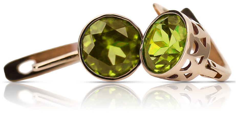 Vintage rose pink 14k 585 gold Peridot earrings vec107