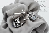 Vintage 925 Silver Zircon earrings vec018s Russian Soviet style vec018s-zi