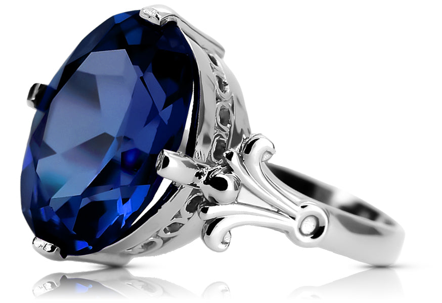 Sapphire Sterling silver 925 Ring Vintage style vrc369s