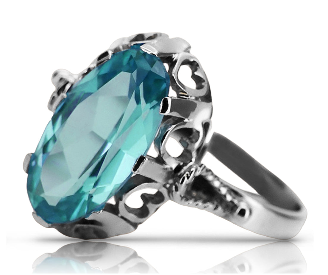 Vintage silver 925 Aquamarine ring vrc134s Vintage vrc134s-aq