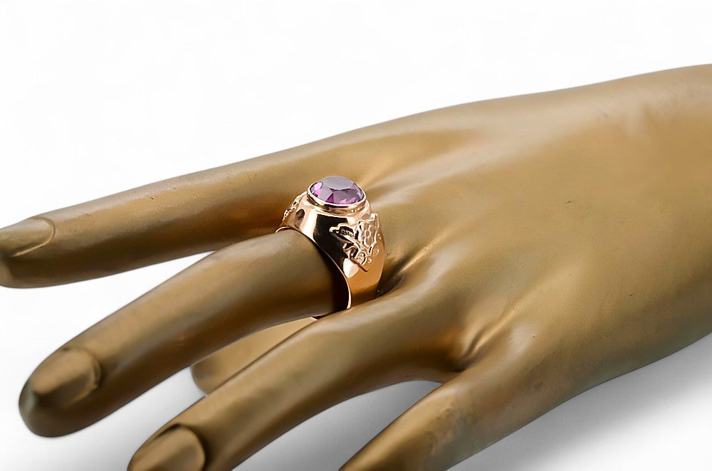 Original Vintage 14K Rose Gold Amethyst Ring Vintage craft vrc078r vrc078r-am