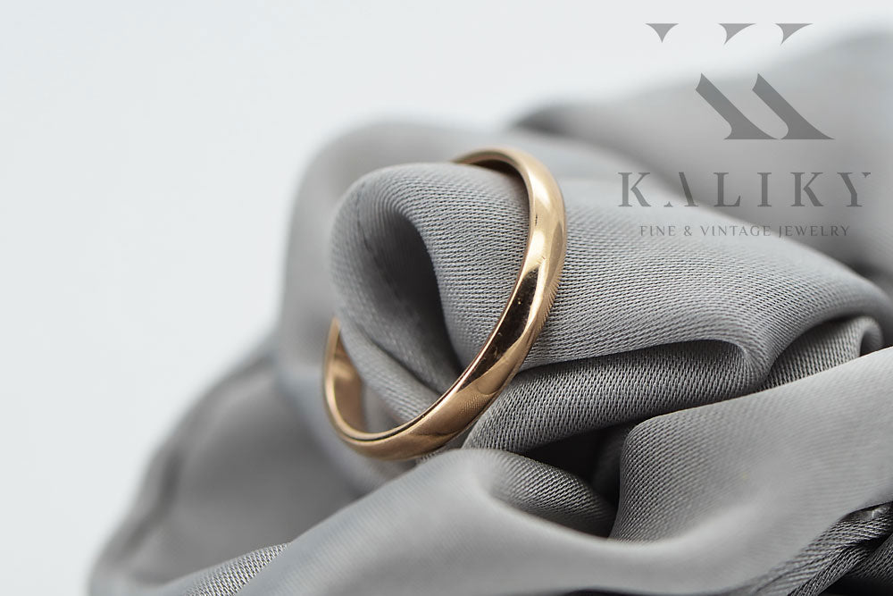 Vintage rose pink 14k 585 gold Vintage wedding ring band vwr001