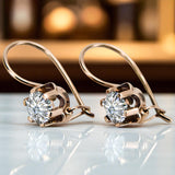 Rose pink 14k 585 gold zircon earrings vec019 Vintage Russian Soviet style vec019r-zi