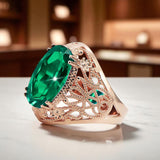 Ring Vintage Jewlery Emerald Original Vintage 14K Rose Gold vrc074r vrc074r-em