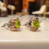 Vintage rose pink 14k 585 gold peridot earrings vec062