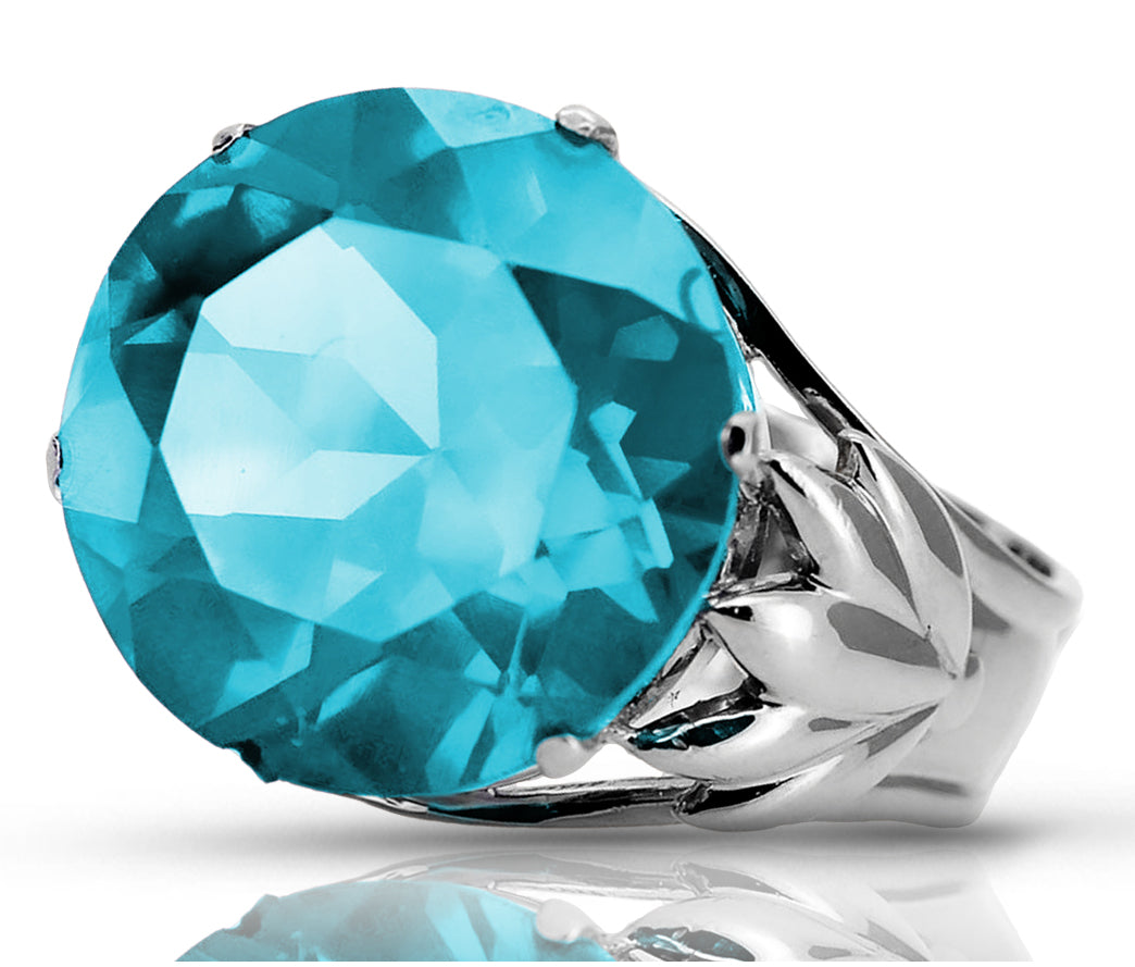 Vintage silver 925 Aquamarine ring vrc029s Vintage vrc029s-aq